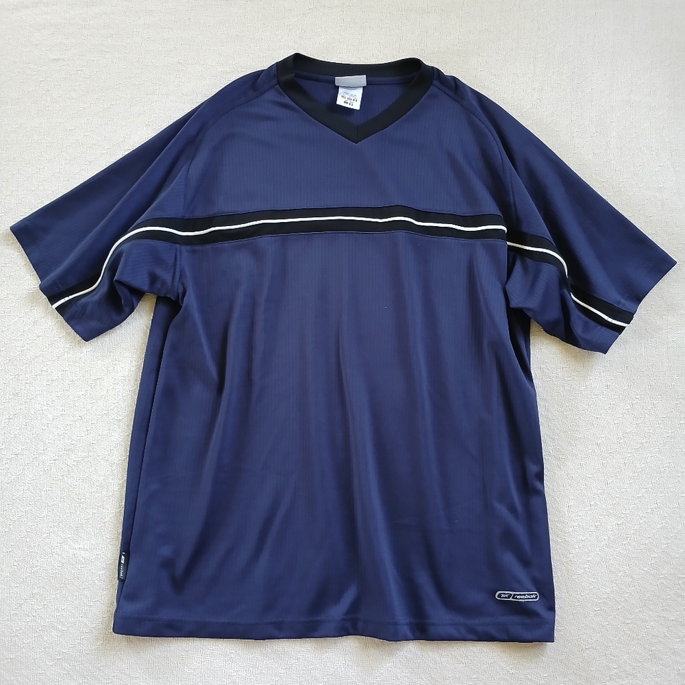 reebok ♡ retro vintage stripe front shirt mens xxl old school 90s streetwear